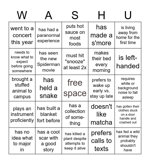Class of 2030 Bingo Card