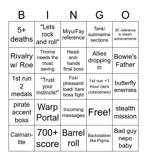 Wild Blue Skies Bingo Card