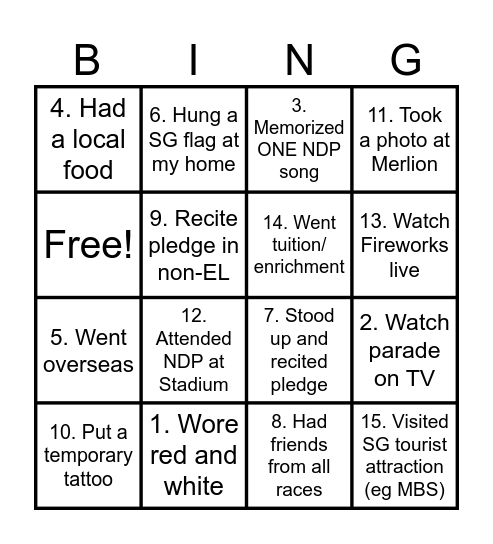 NATIONAL DAY 2026 Bingo Card