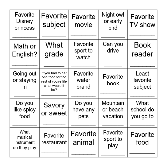 Girls of Steel Orientation: Get to know people! Bingo Card