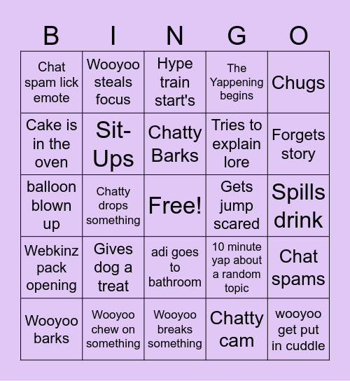 Just Chatting Maddness part 2 Bingo Card