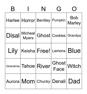 Mom Bingo Card