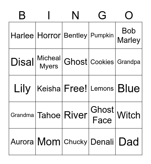 Mom Bingo Card