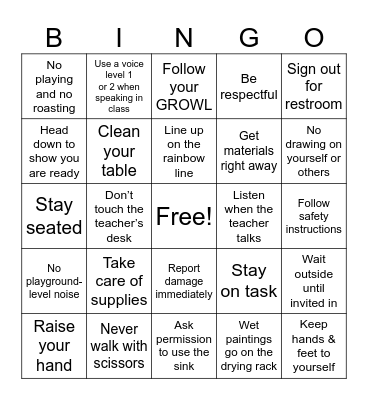 Art Rules!! Bingo Card
