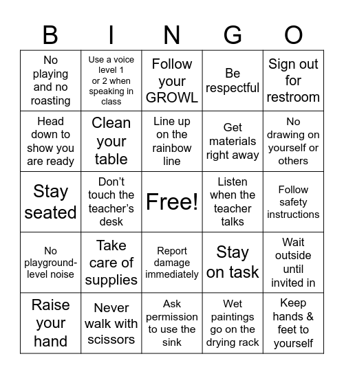 Art Rules!! Bingo Card