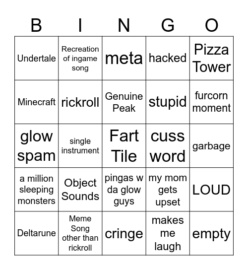Cursed Composer Islands Bingo Card