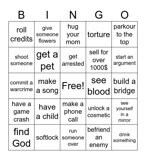Gauntlet Bingo Card