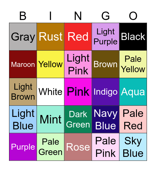 YA Book Cover Color Bingo! Bingo Card