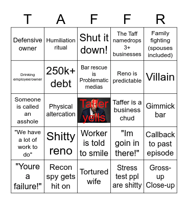 Bar rescue bingo Card