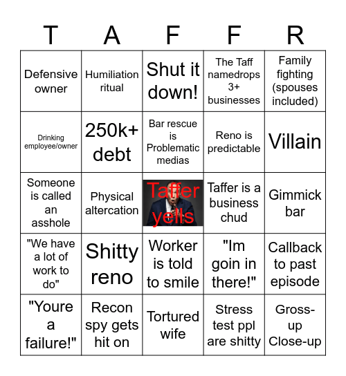 Bar rescue bingo Card