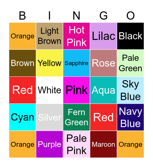 YA Book Cover Color Bingo! Bingo Card