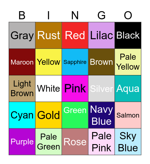 YA Book Cover Color Bingo! Bingo Card