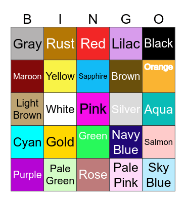 YA Book Cover Color Bingo! Bingo Card