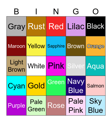 YA Book Cover Color Bingo! Bingo Card