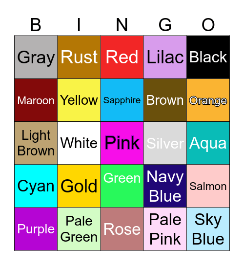 YA Book Cover Color Bingo! Bingo Card