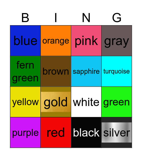 Color Bingo Card