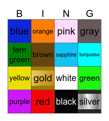 Color Bingo Card