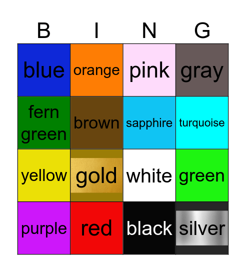 Color Bingo Card