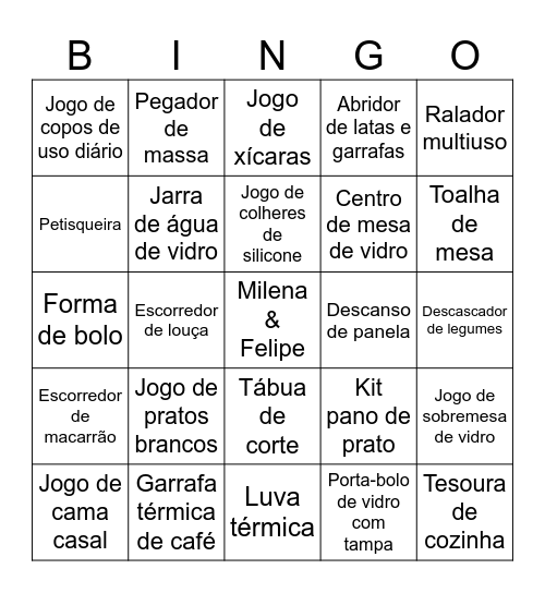 Doce Lar da Milena Bingo Card