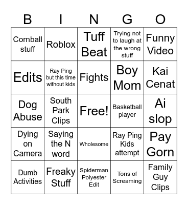 Scoopz Bingo Card