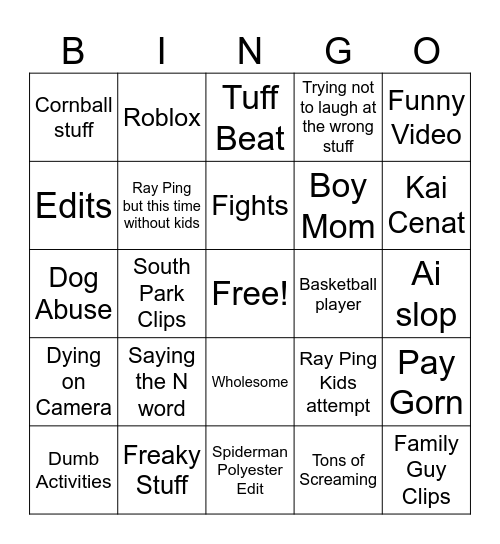 Scoopz Bingo Card