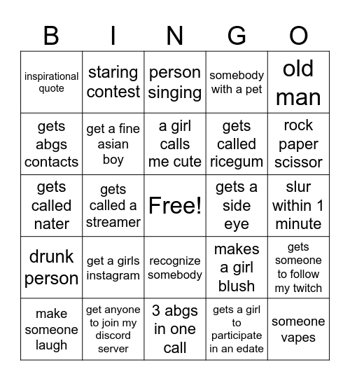 UMINGLE RIZZ Bingo Card