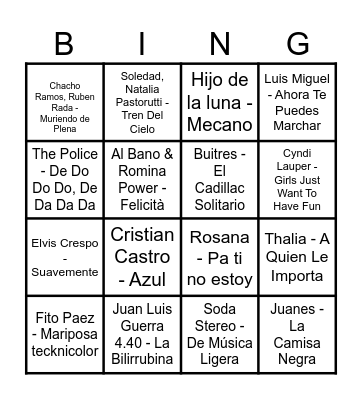Tarde Nostálgica Bingo Card