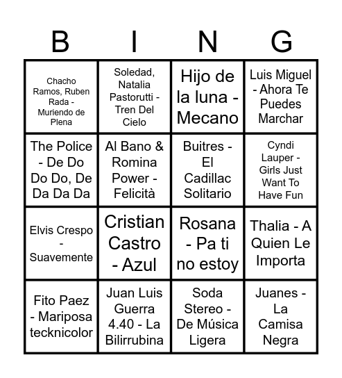 Tarde Nostálgica Bingo Card