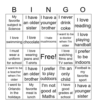 TN5 - GETTING TO KNOW EACH OTHER Bingo Card