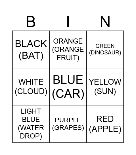 Color bingo Card