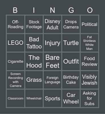 Obscure Tube Bingo Card