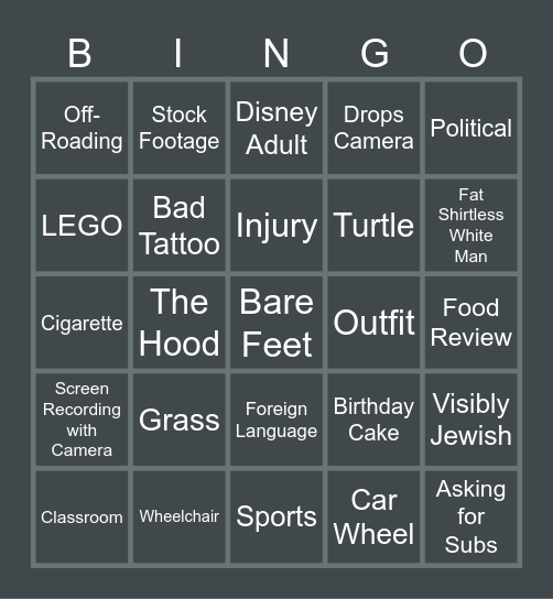 Obscure Tube Bingo Card