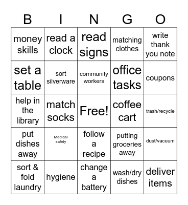 LIFE SKILLS BINGO Card