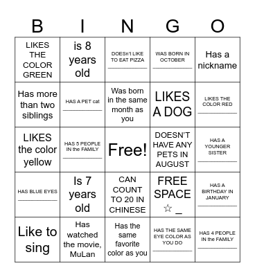Find Someone Who Bingo Card
