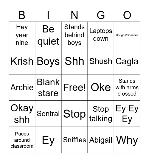 Ms Mursith Bingo Card