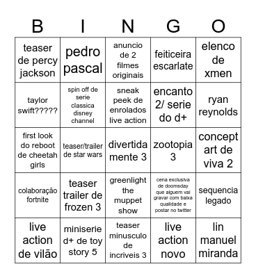 D23 Bingo Card
