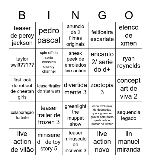 D23 Bingo Card