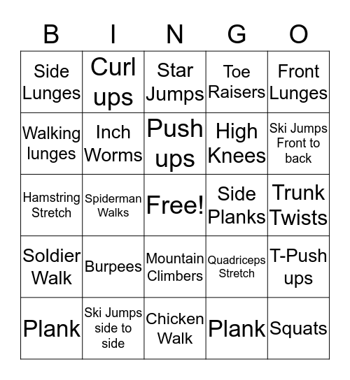 FITNESS Bingo Card