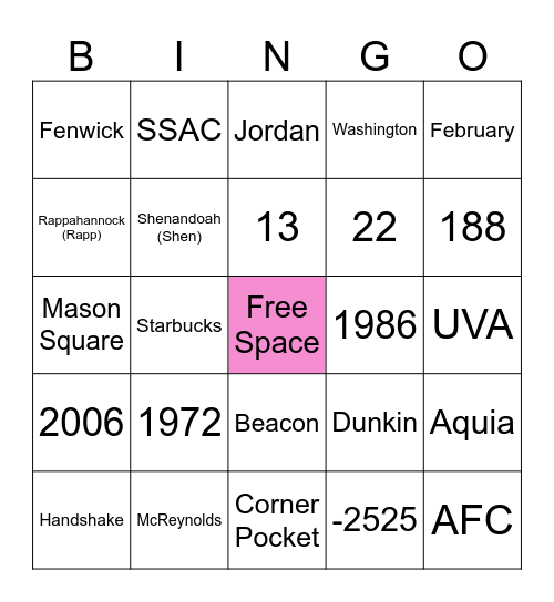 GMU Bingo! Bingo Card