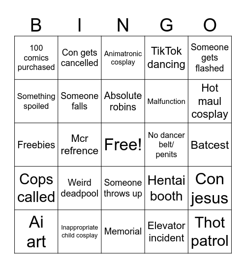 FAN EXPO CHI 26’ Bingo Card