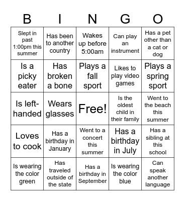 Find Someone Who... Bingo Card