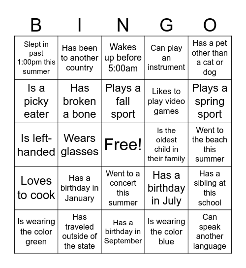 Find Someone Who... Bingo Card