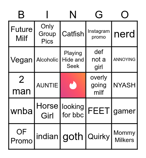 Tinder Bingo Card