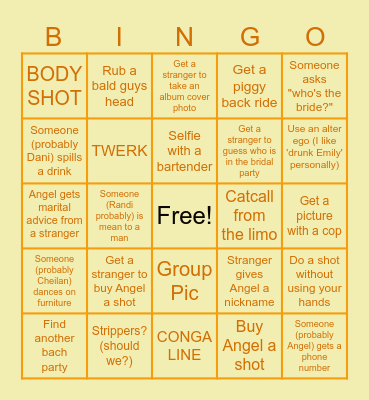 Heaven Sent, Sparkes Fly Bingo Card