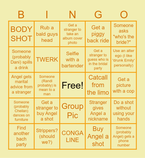 Heaven Sent, Sparkes Fly Bingo Card