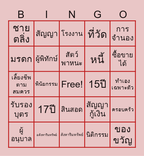 กฎหมายแพ่ง Bingo Card