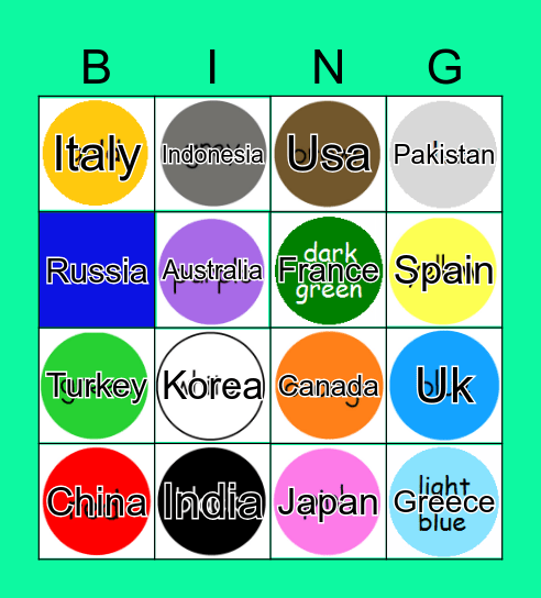 Colour Bingo Card