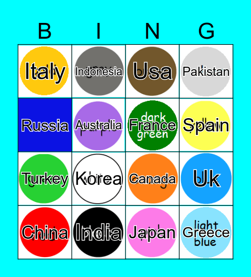 Colour Bingo Card