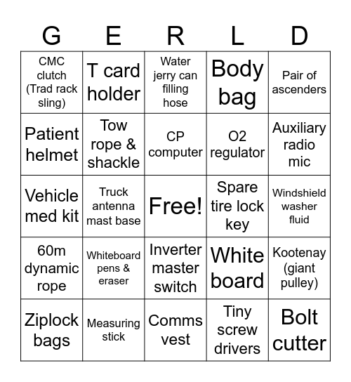 Gerald Bingo! Bingo Card