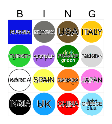 Colour Bingo Card